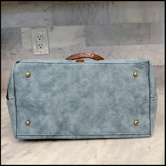 Blue Faux Leather Convertible HOBO Bag - Picture 14 of 14